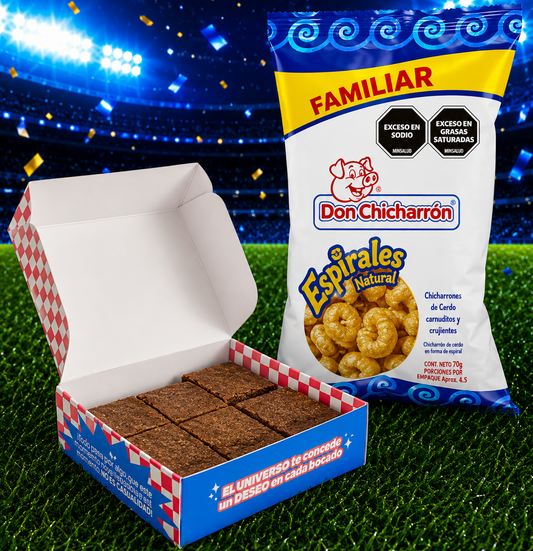 Combo mundialista: 1 Caja de Brownies + 1 Paq de Chicharrones Familiar